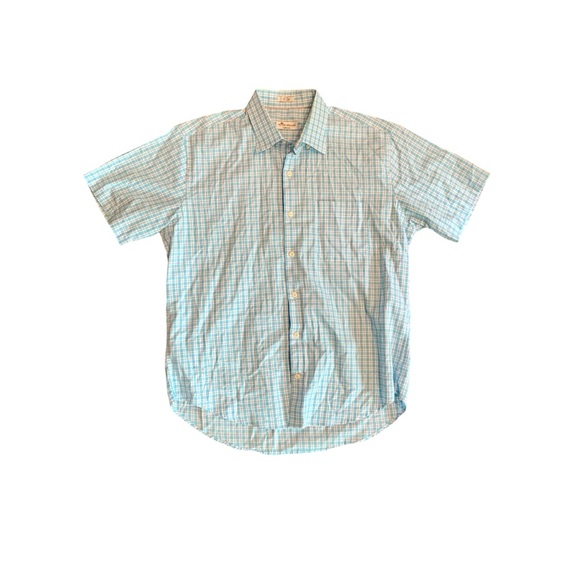 Peter Millar men’s Crown Ease blue plaid button up shirt sleeve shirt, large - Picture 6 of 7